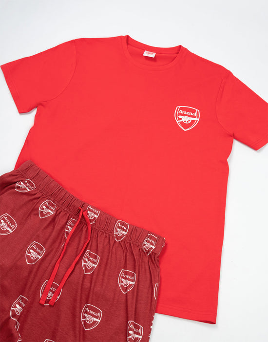 Arsenal Logo Mens Red Short Sleeve Long Leg Pyjama Set