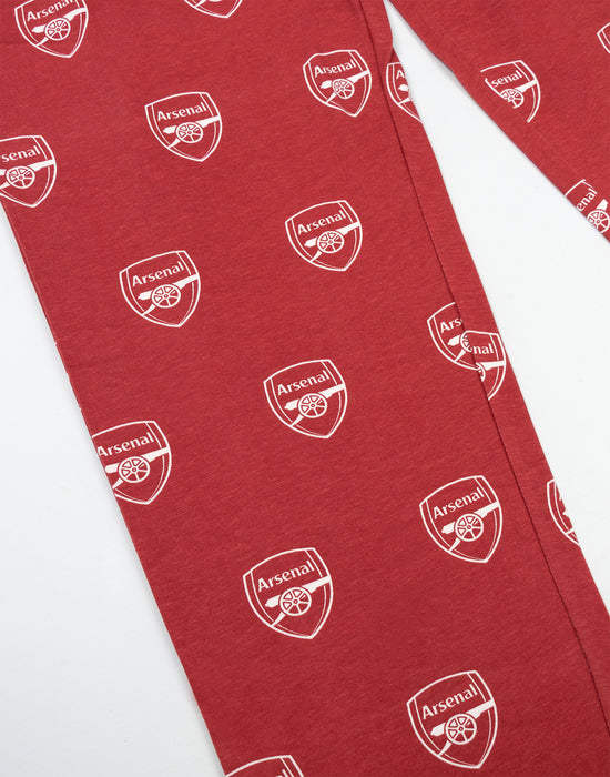 Arsenal Logo Mens Red Short Sleeve Long Leg Pyjama Set