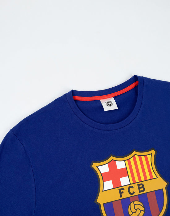 FC Barcelona Logo Mens Black Short Sleeve Long Leg Pyjama Set