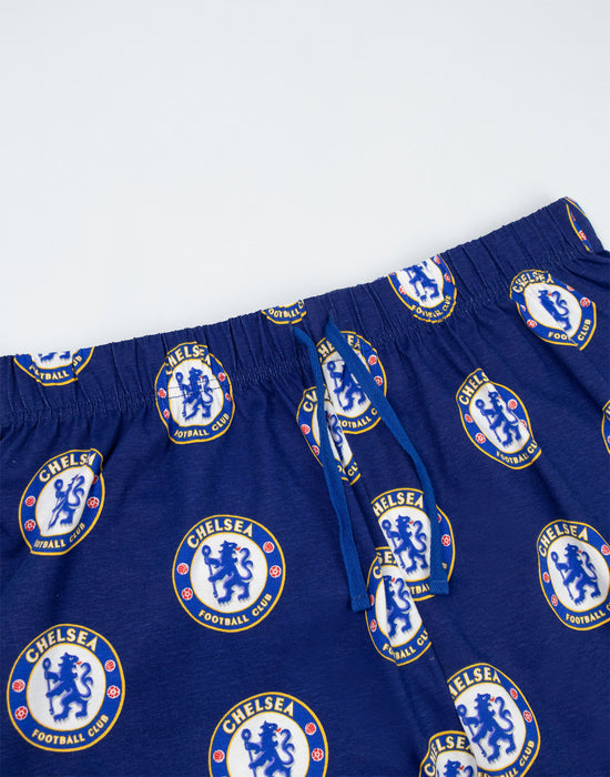 Chelsea Logo Mens Blue Short Sleeve Long Leg Pyjama Set