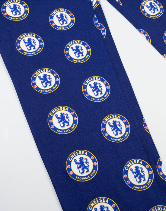 Chelsea Logo Mens Blue Short Sleeve Long Leg Pyjama Set