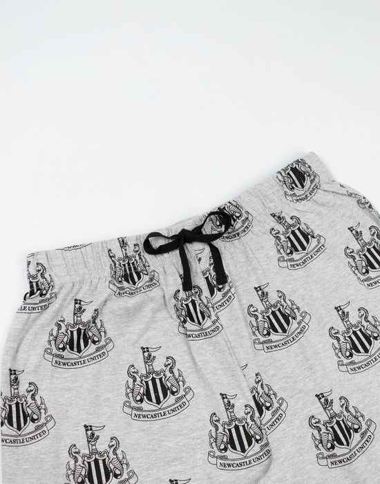 Newcastle United Logo Mens Black Short Sleeve Long Leg Pyjama Set