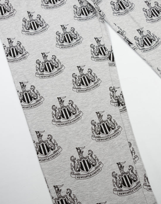 Newcastle United Logo Mens Black Short Sleeve Long Leg Pyjama Set