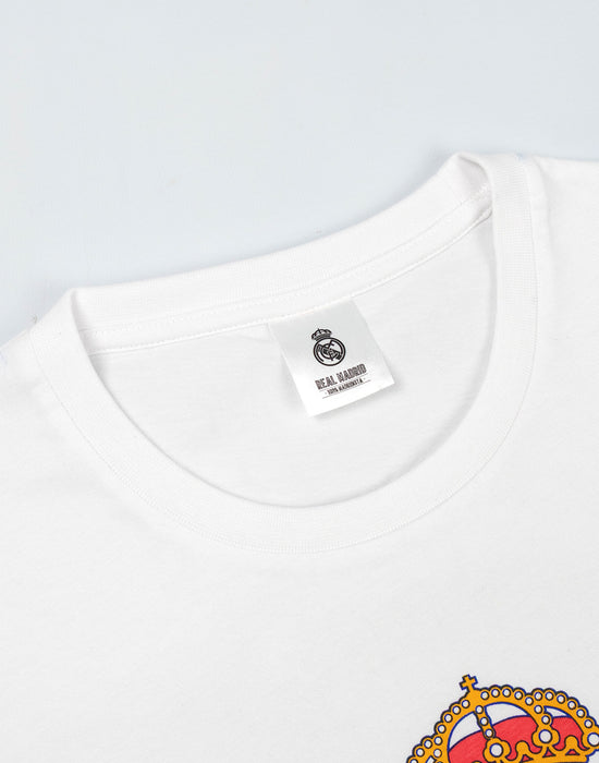 Real Madrid Logo Mens White Short Sleeve Long Leg Pyjama Set