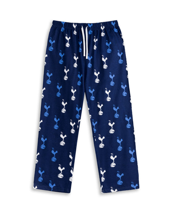 Tottenham Hotspur Logo Mens White Short Sleeve Long Leg Pyjama Set
