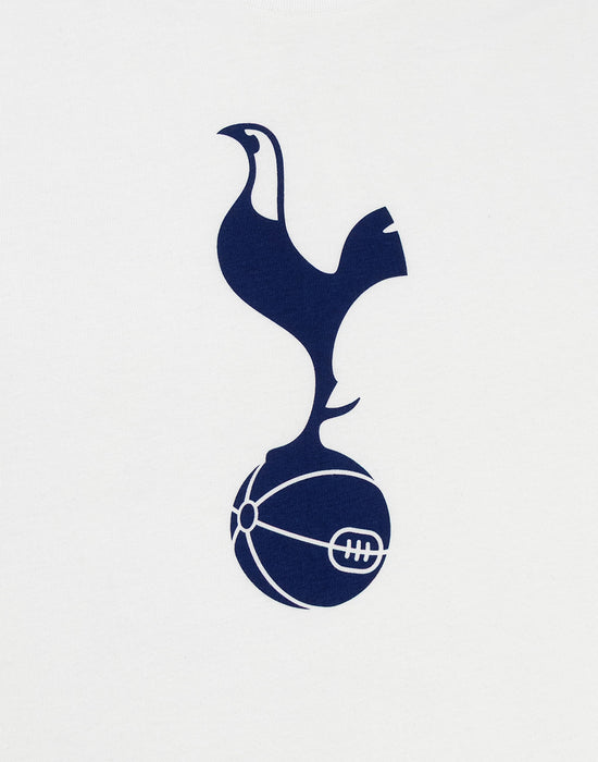 Tottenham Hotspur Logo Mens White Short Sleeve Long Leg Pyjama Set