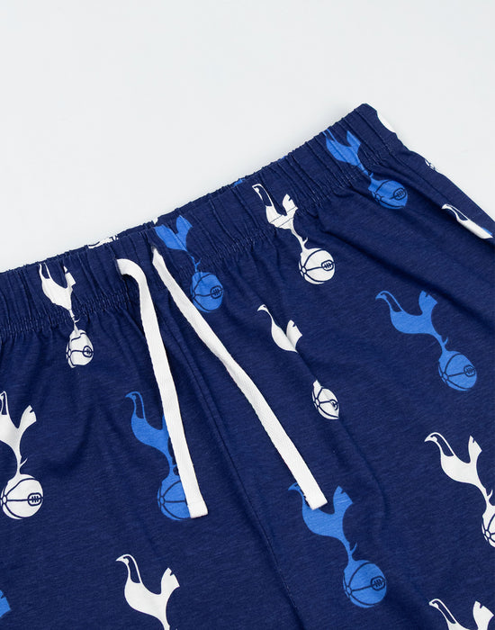 Tottenham Hotspur Logo Mens White Short Sleeve Long Leg Pyjama Set