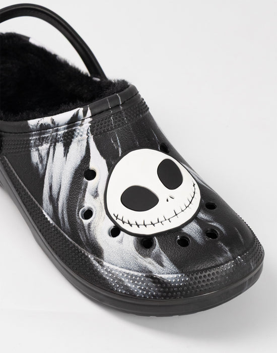 The Nightmare Before Christmas Jack Skellington Fur Lined Unisex Black Clogs
