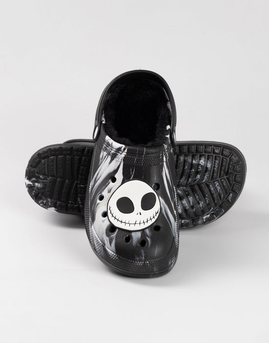 The Nightmare Before Christmas Jack Skellington Fur Lined Unisex Black Clogs