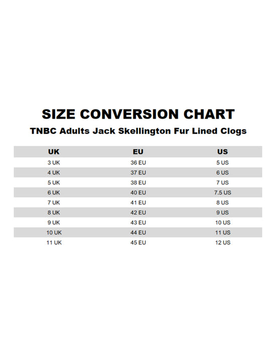 The Nightmare Before Christmas Jack Skellington Fur Lined Unisex Black Clogs