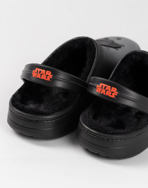 Star Wars Darth Vader Fur Lined Mens Black Clogs