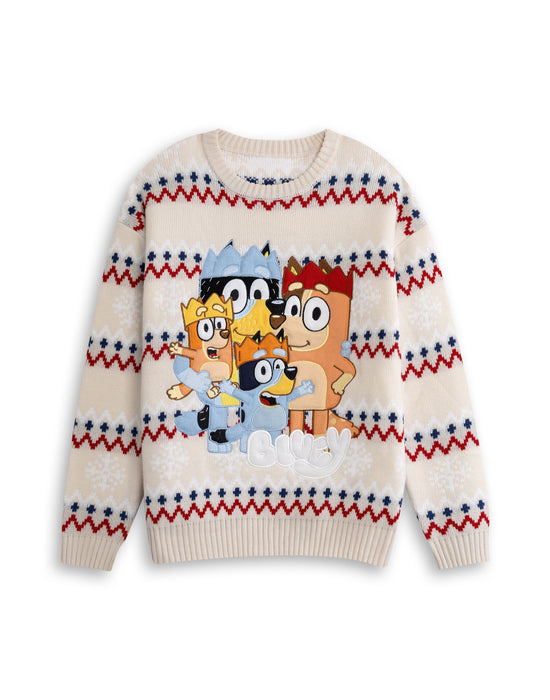 Bluey Family Adults Unisex Beige Christmas Jumper
