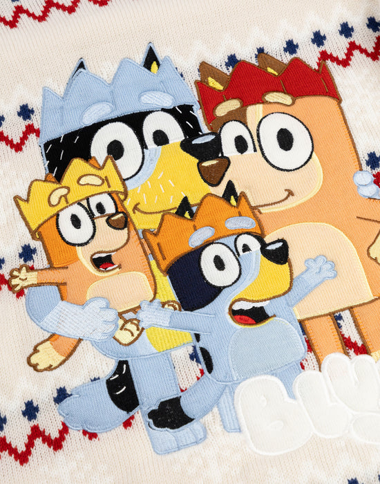 Bluey Family Adults Unisex Beige Christmas Jumper