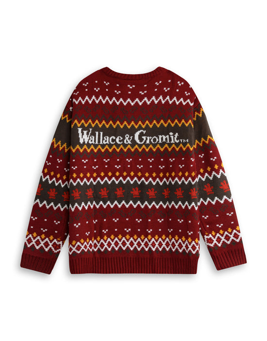 Wallace And Gromit Feathers Unisex Red Christmas Jumper