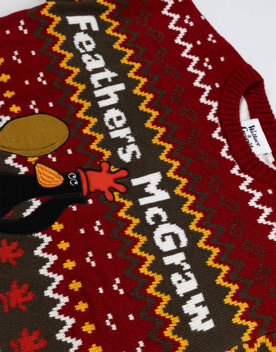 Wallace And Gromit Feathers Unisex Red Christmas Jumper