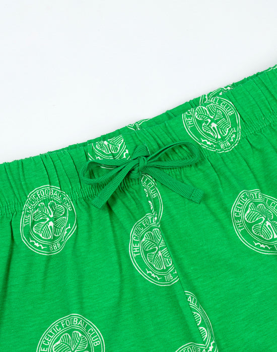 Celtic Logo Mens Green Short Sleeve Long Leg Pyjama Set