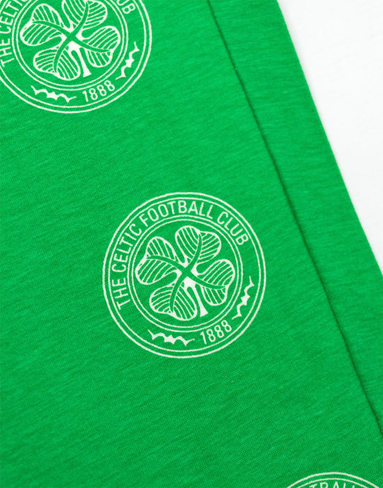 Celtic Logo Mens Green Short Sleeve Long Leg Pyjama Set