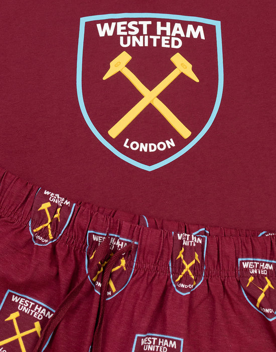 West Ham United Logo Unisex Red Short Sleeve Long Leg Pyjama Set