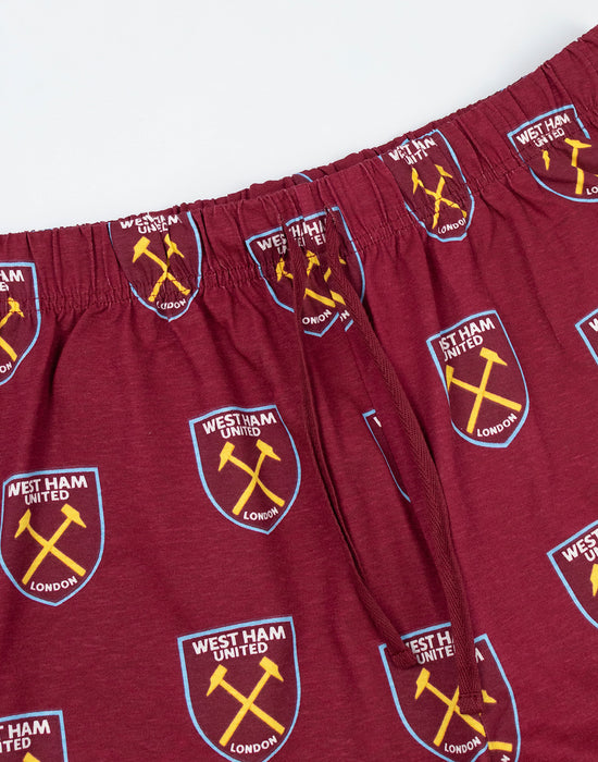 West Ham United Logo Unisex Red Short Sleeve Long Leg Pyjama Set
