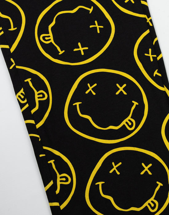 Nirvana Logo Mens Black Short Sleeve Long Leg Pyjama Set