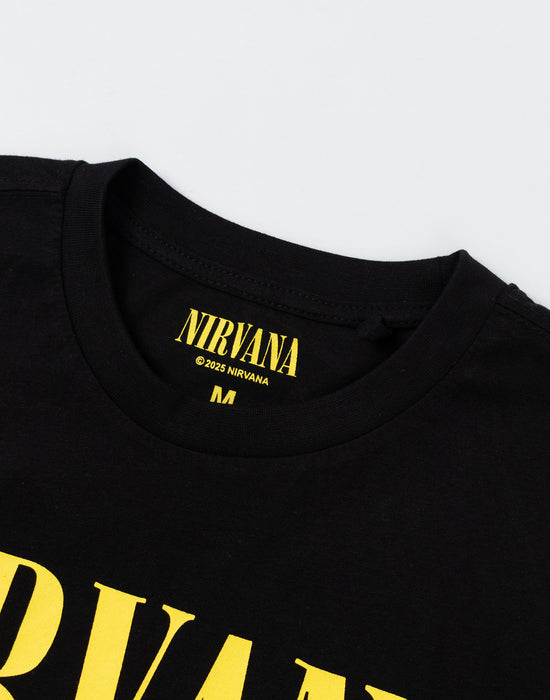 Nirvana Logo Mens Black Short Sleeve Long Leg Pyjama Set