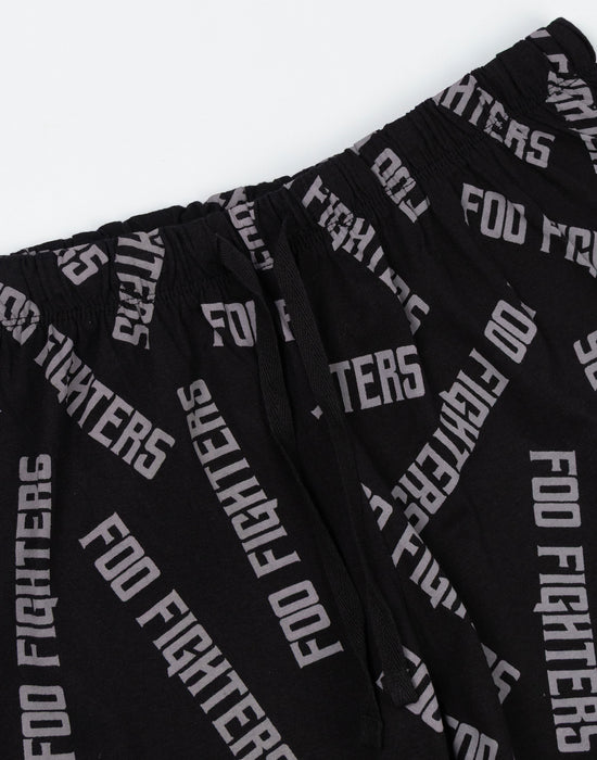Foo Fighters Logo Mens Black Short Sleeve Long Leg Pyjama Set