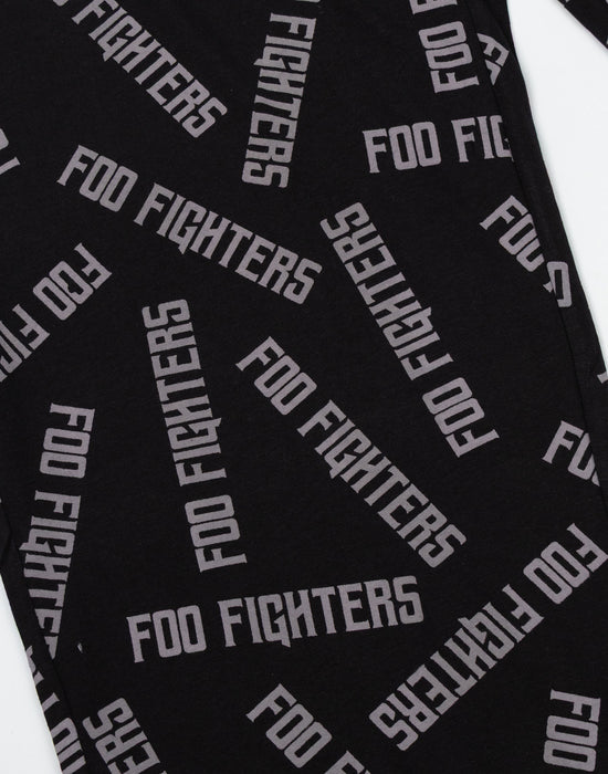 Foo Fighters Logo Mens Black Short Sleeve Long Leg Pyjama Set