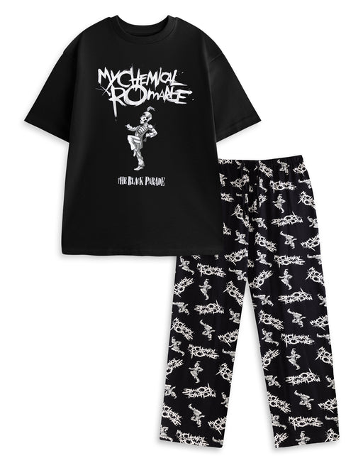 My Chemical Romance Logo Mens Black Short Sleeve Long Leg Pyjama Set