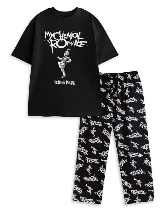 My Chemical Romance Logo Mens Black Short Sleeve Long Leg Pyjama Set