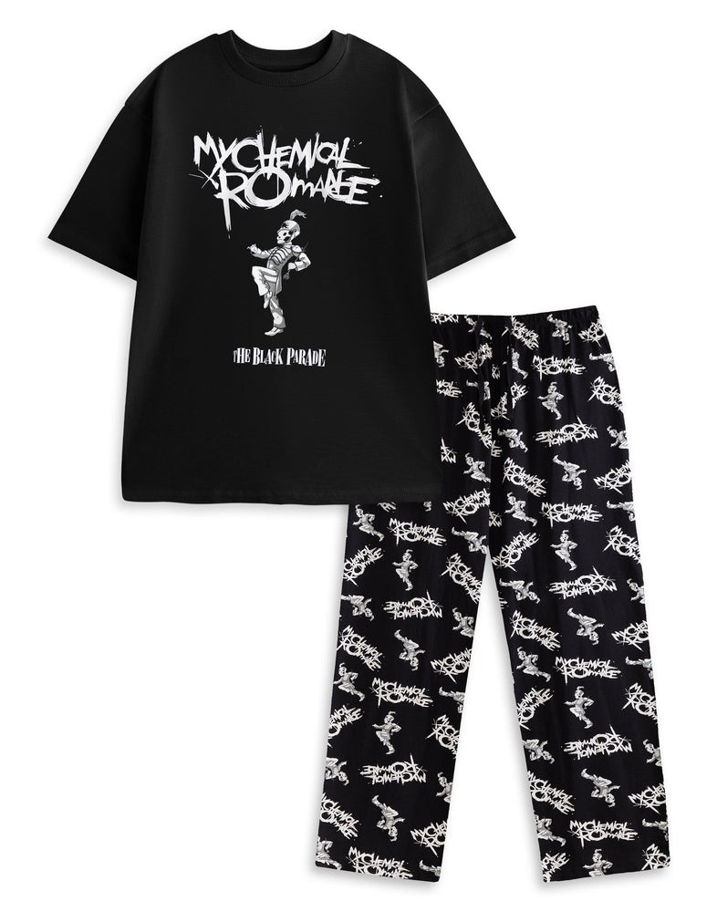 My Chemical Romance Logo Mens Black Short Sleeve Long Leg Pyjama Set
