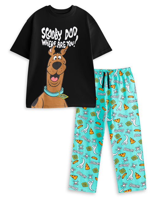 Scooby Doo Character Mens Black Short Sleeve Long Leg Pyjama Set