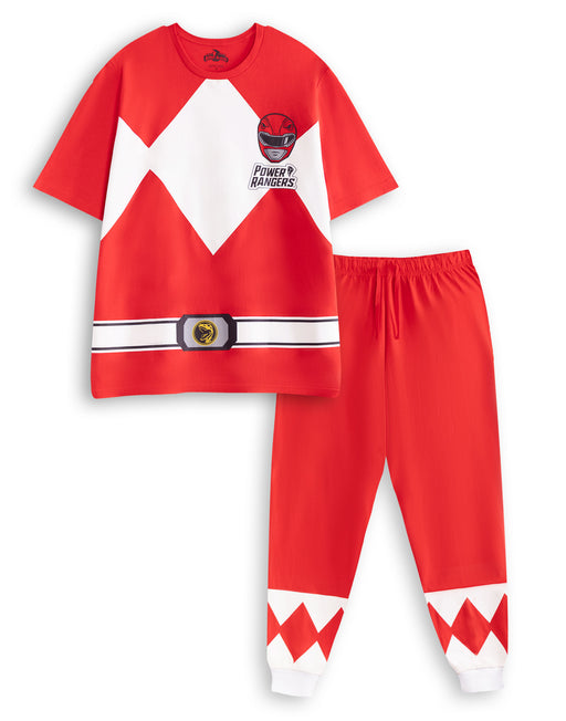 Power Rangers Red Character Mens Red Short Sleeve Long Leg Pyjama Set