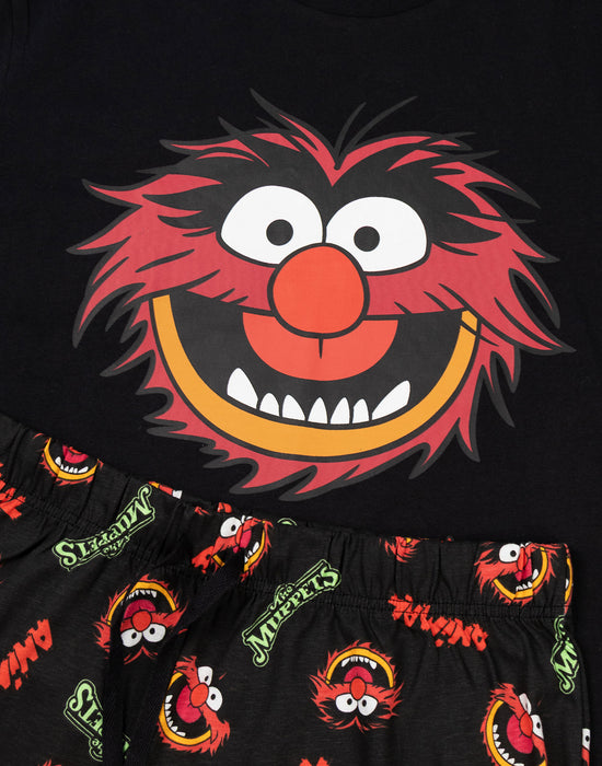 Disney Muppets Mens Black Short Sleeve Long Leg Pyjama Set