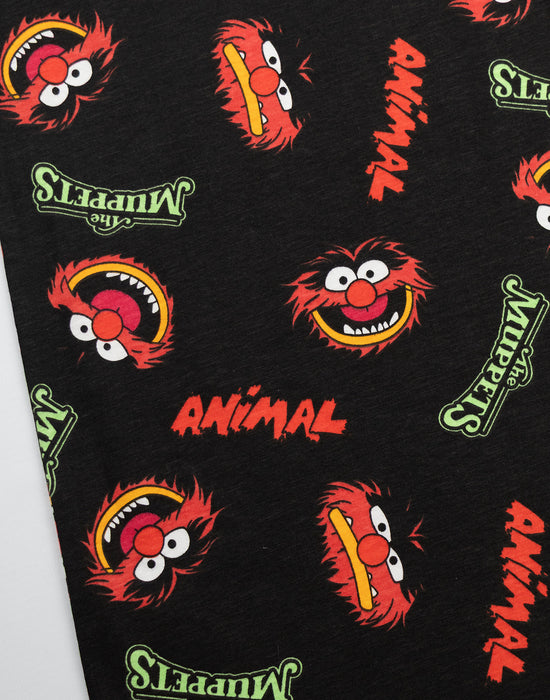 Disney Muppets Mens Black Short Sleeve Long Leg Pyjama Set