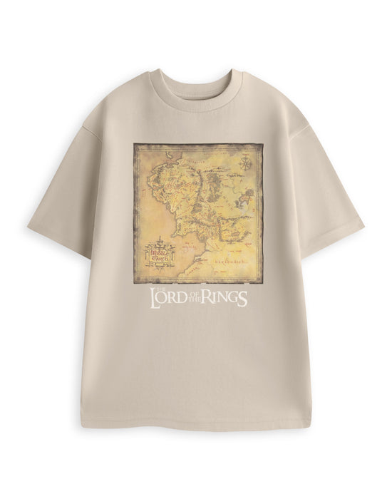 Lord Of The Rings Map Unisex Beige Short Sleeved T-Shirt