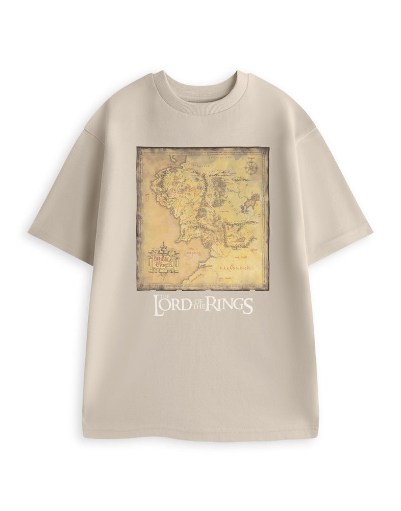 Lord Of The Rings Map Unisex Beige Short Sleeved T-Shirt