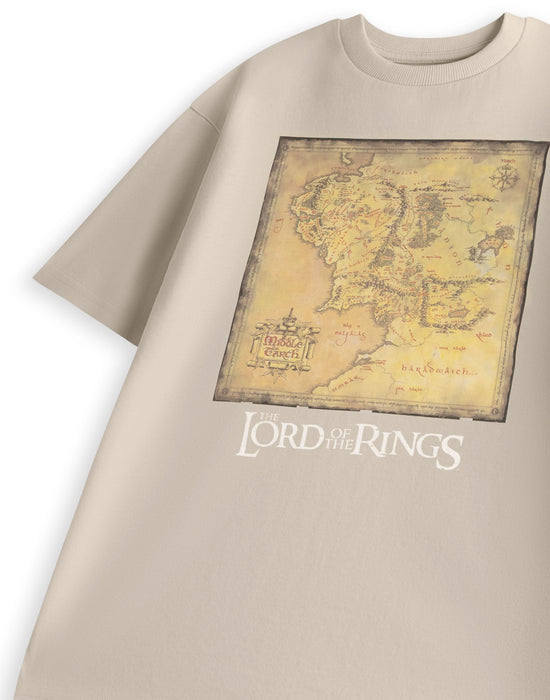 Lord Of The Rings Map Unisex Beige Short Sleeved T-Shirt