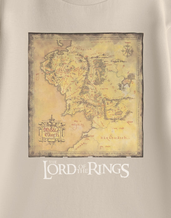 Lord Of The Rings Map Unisex Beige Short Sleeved T-Shirt