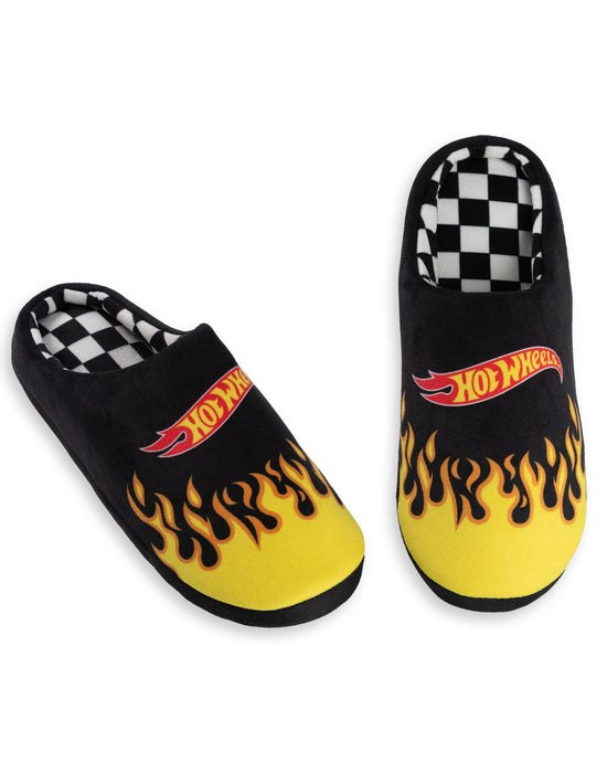 Hot Wheels Mens Black Mule Slippers