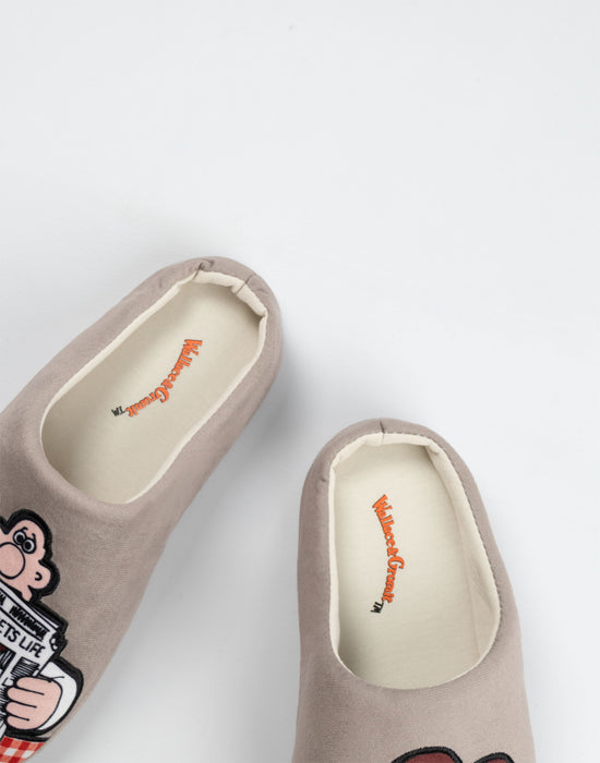 Wallace And Gromit Multi Character Unisex Brown Mule Slippers