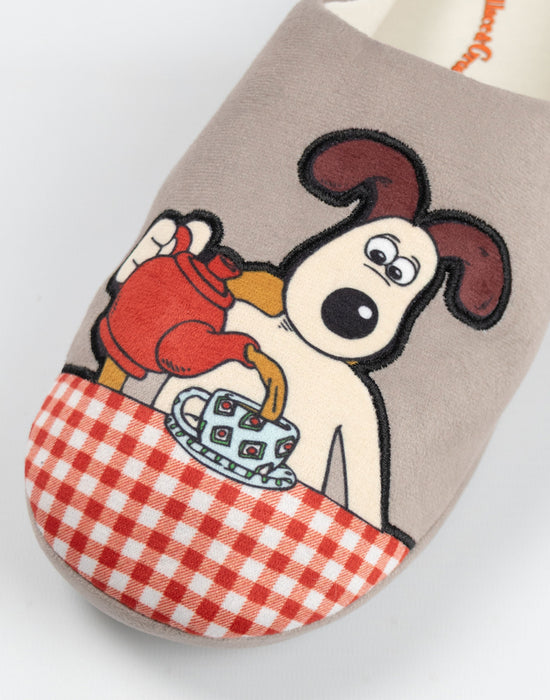 Wallace And Gromit Multi Character Unisex Brown Mule Slippers