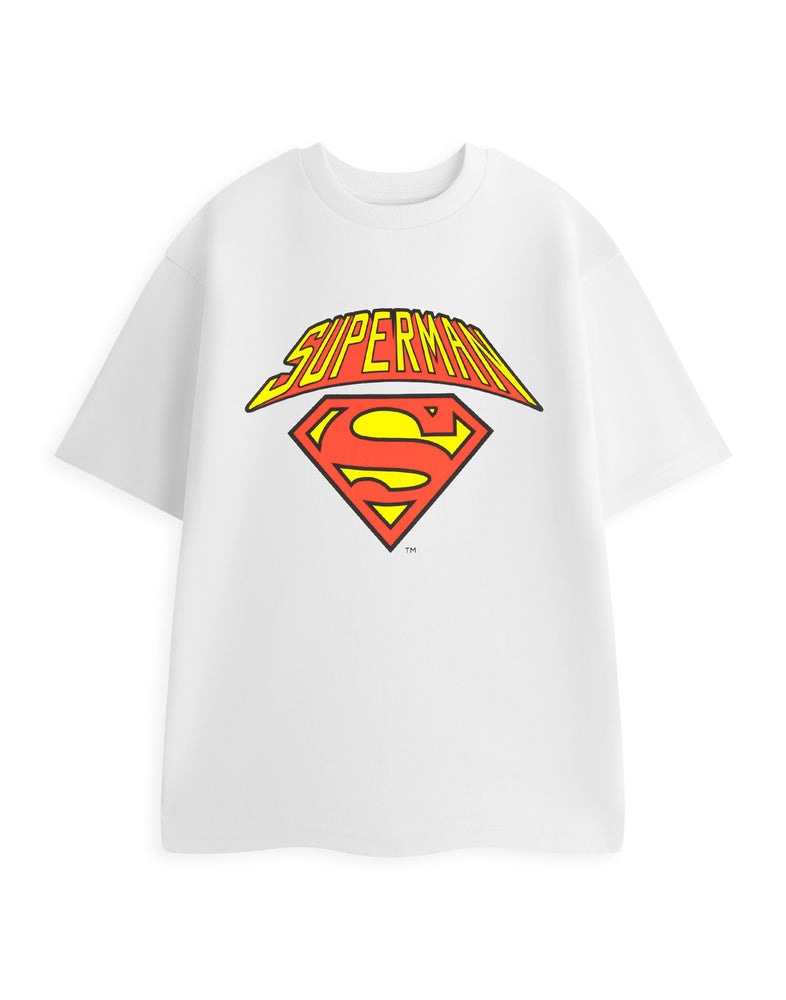 DC Comics Colligate Logo Mens White Short Sleeved T-Shirt