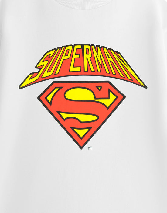 DC Comics Colligate Logo Mens White Short Sleeved T-Shirt