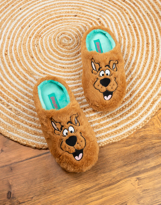 Scooby Doo Character Face Unisex Brown Mule Slippers