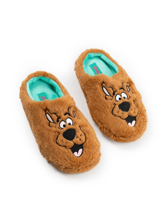 Scooby Doo Character Face Unisex Brown Mule Slippers