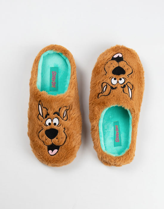 Scooby Doo Character Face Unisex Brown Mule Slippers