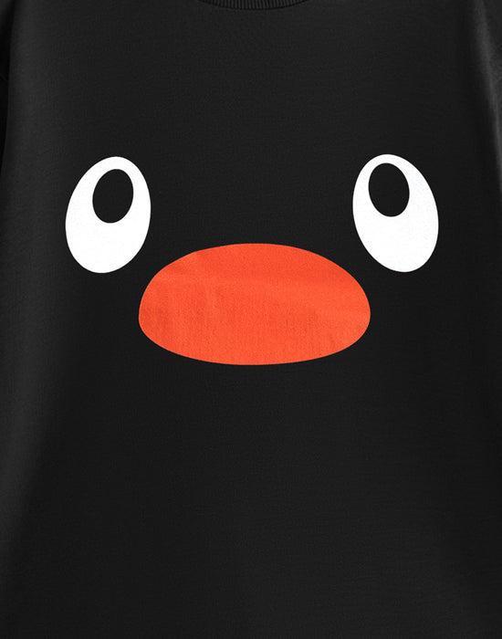 Pingu Character Tee Unisex Black Short Sleeved T-Shirt