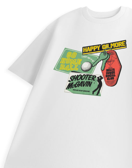 Happy Gilmore Delta House Social Club Mens White Short Sleeved T-Shirt