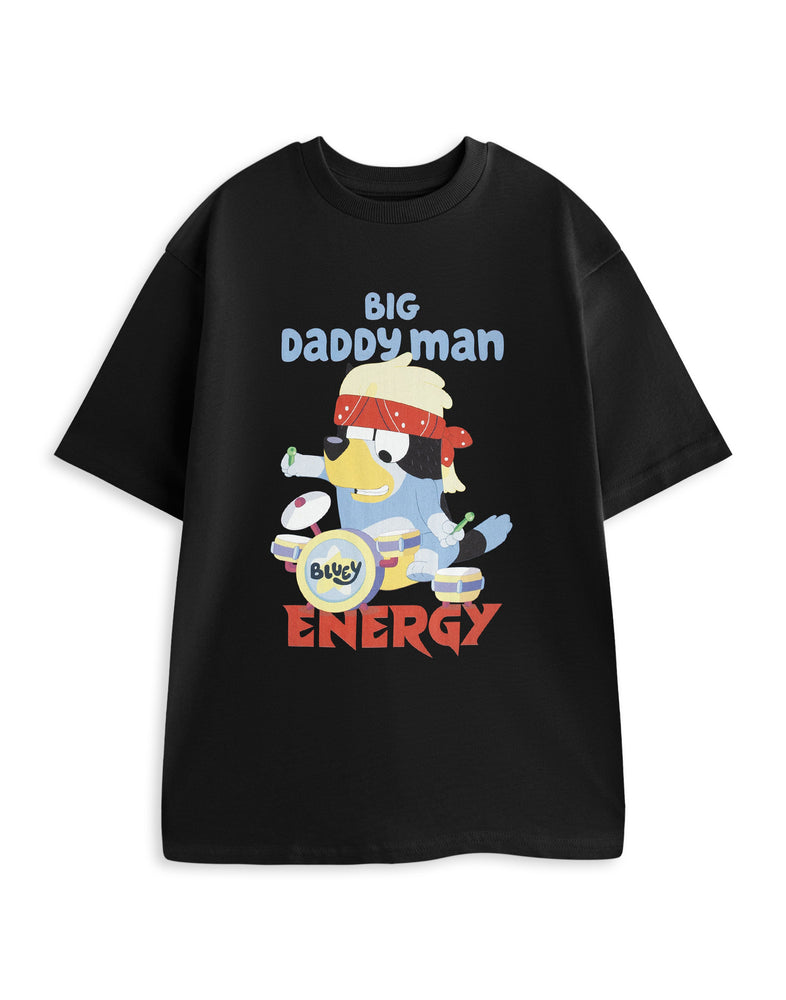 Bluey Big Daddy Mens Black Short Sleeved T-Shirt