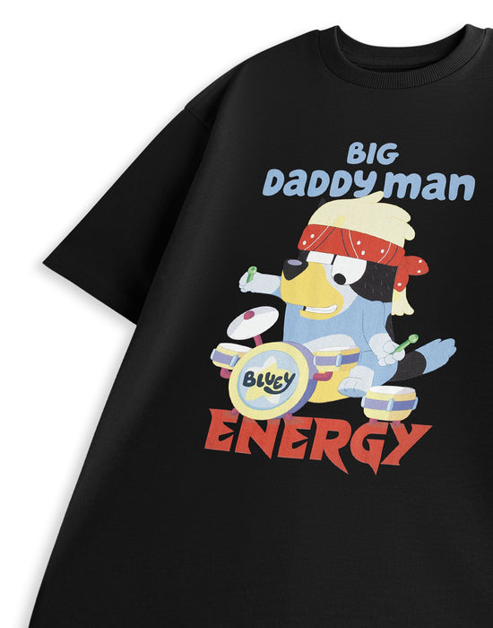 Bluey Big Daddy Mens Black Short Sleeved T-Shirt